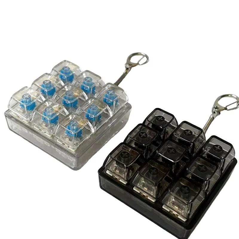 4/9 Keys Mechanical Keyboard Axis Tester LED Keyboard Key Toy Stress Relief DIY Button Keycap Fidget Keychain Toys Gift